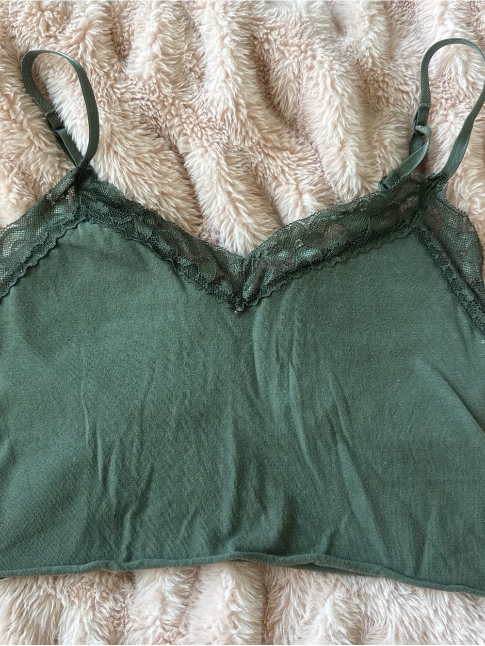 Lace Trim Olive Green Cami Tank